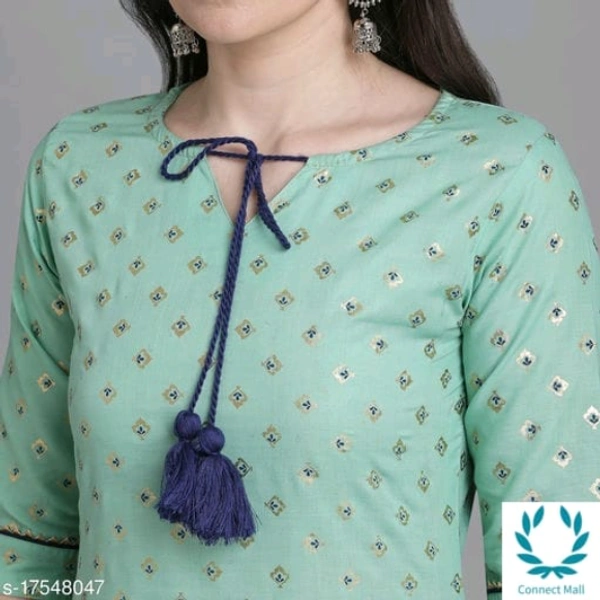 Women Cotton Straight Printed Long Kurti With Palazzos - M, Cotton, Kurta With  Dupatta And Bottom Wears : Palazzo, Pack of :1